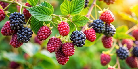 Plump and juicy blackberries growing in the wild , blackberries, nature, delicious, antioxidants, vitamins, fresh, healthy