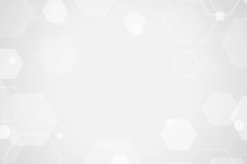 Abstract white background with hexagon pattern.