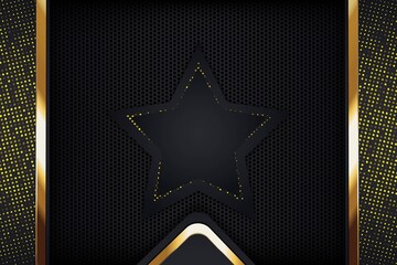 Black and gold abstract design with a star.