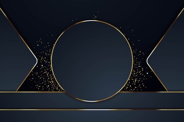 Elegant dark blue background with gold circle and lines.