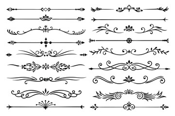 A Collection of Decorative Ornamental Dividers with Floral and Arrow Motifs