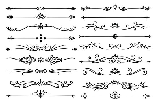 A Collection of Decorative Ornamental Dividers with Floral and Arrow Motifs