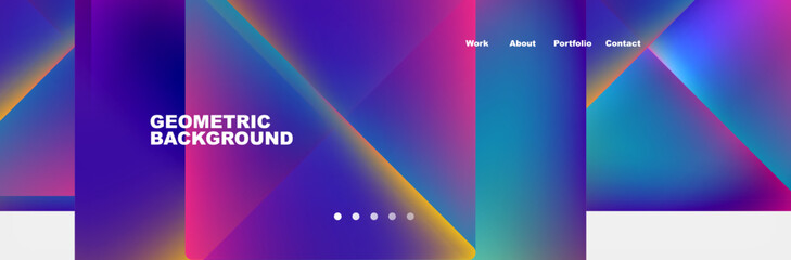 Colorful fluid gradient triangles and squares web site template. Vector Illustration For Wallpaper, Banner, Background, Card, Book Illustration, landing page