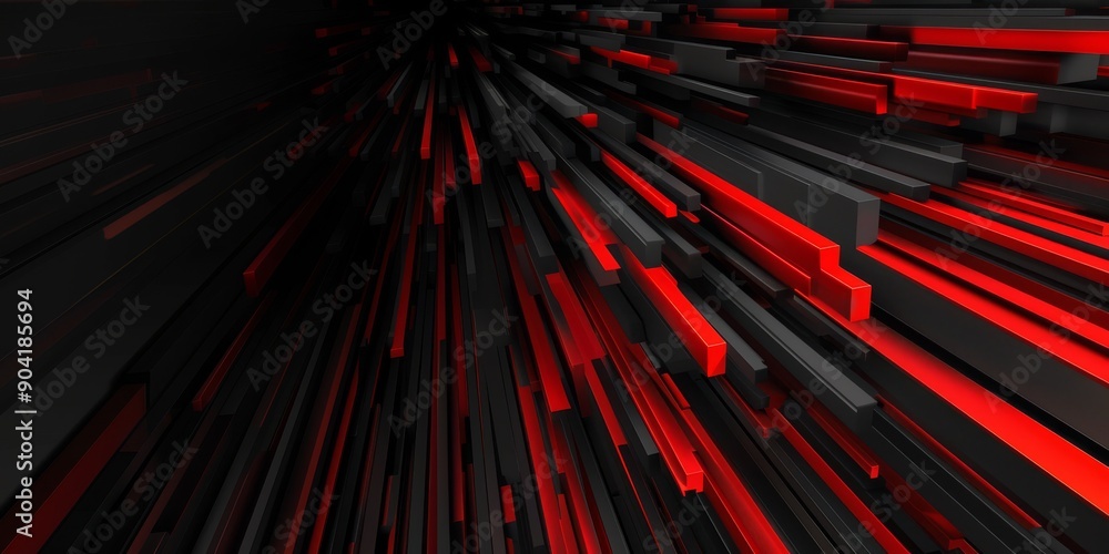 Poster a captivating abstract composition with dynamic red and black lines radiating outward for a thrillin