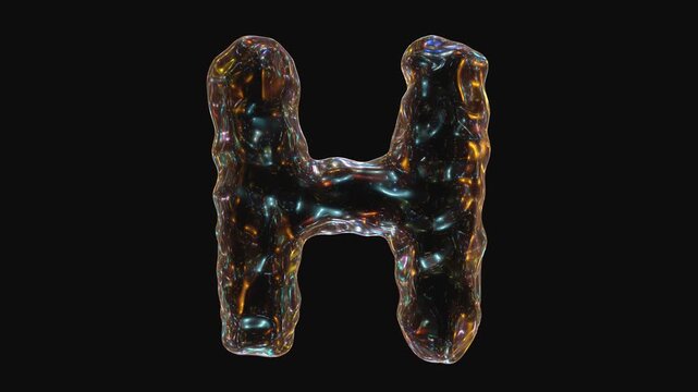 Alphabet letter h animation isolated on black background