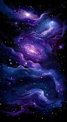 Obraz premium Swirling galaxies in a dark night sky illustration
