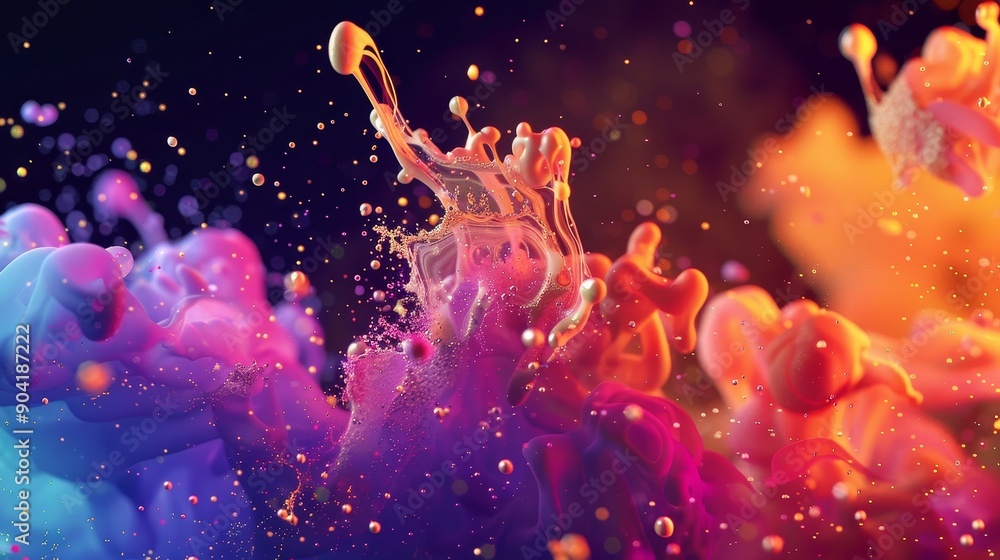 Poster vibrant explosion of colorful paint creating a dynamic abstract art piece
