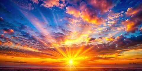 Obraz premium A vibrant sunrise representing a hopeful and bright future, hope, light, sunrise, optimistic, glow, new beginning