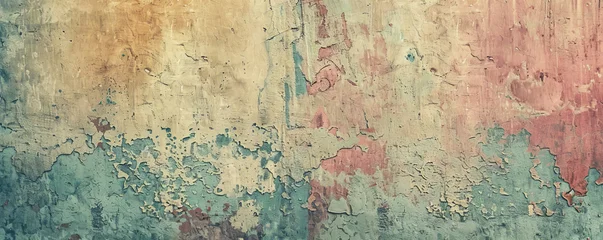 Crédence de cuisine Mur vieilli Textured stucco wall with a colorful vintage look, displaying faded hues and delicate patterns, perfect for a retro backdrop.  © AI_images_for_people