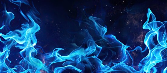 An eye catching photo displaying vibrant blue flames against a dark background suitable for copyspace images