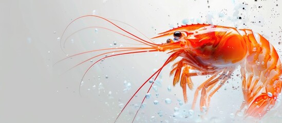 White background showcasing Vannamei shrimp with copy space image