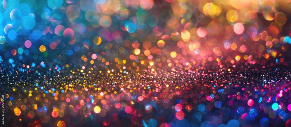 Poster colorful shimmering glitter scattered on a shiny background with space for text or images ideal for 