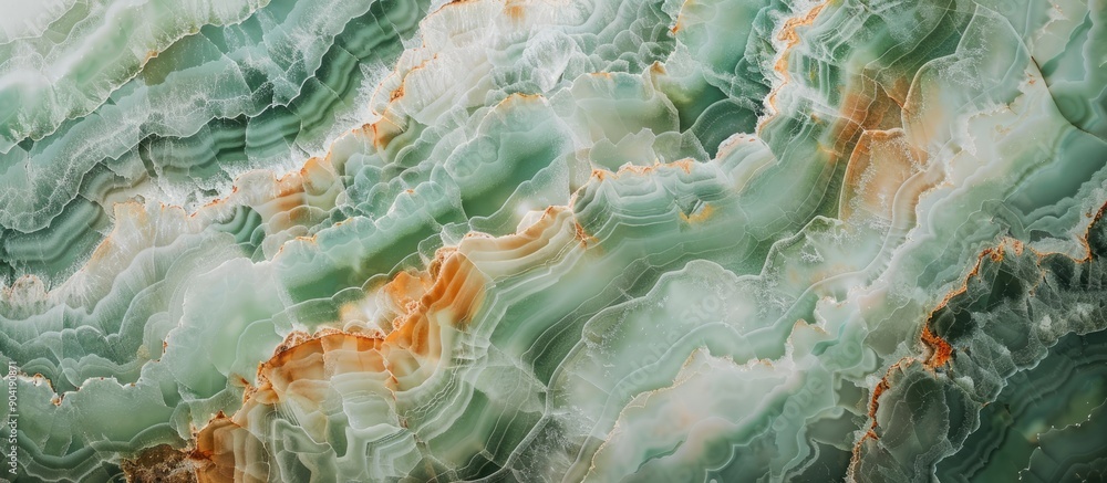 Poster outdoors shot of a section of green onyx stone cladding with copy space image available