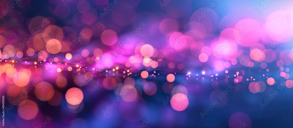 Poster soft ultraviolet hues with defocused neon lights reflecting on an abstract background creating a bea