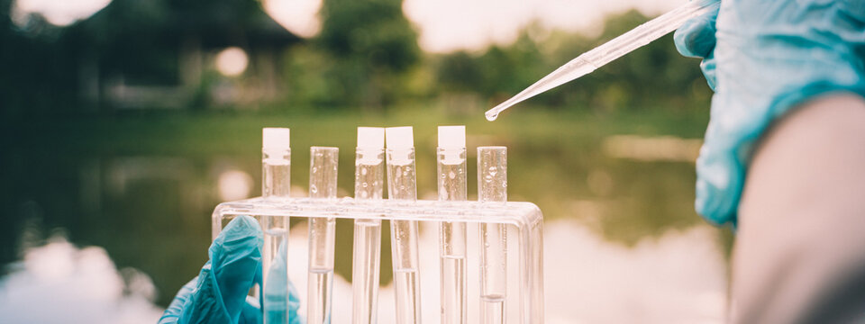 In our biology research, we used a tube to collect water samples for chemical analysis and testing, crucial for understanding aquatic ecosystems.