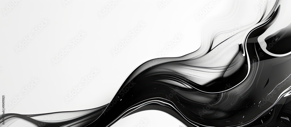 Poster Smooth black ink curve providing a sleek background with copy space image