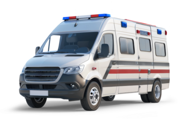 An ambulance van isolated on white background
