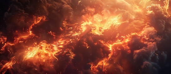 Fototapeta premium A massive fire with blazing flames depicted in a stunning copy space image