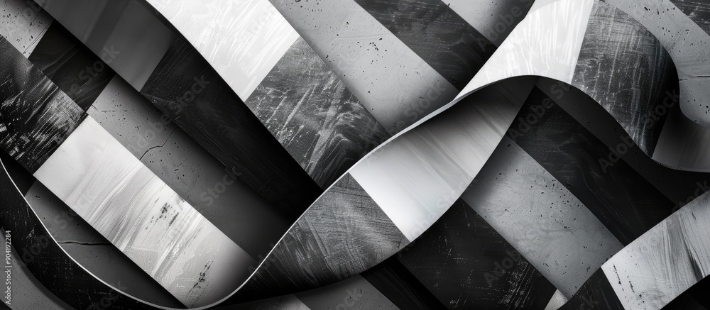 Poster tape featuring gray black and white stripes with a background for text or images. copy space image. 