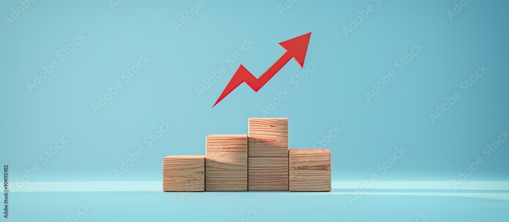 Aufkleber creating a ladder metaphor using wooden blocks to depict a career progression concept with an upward
