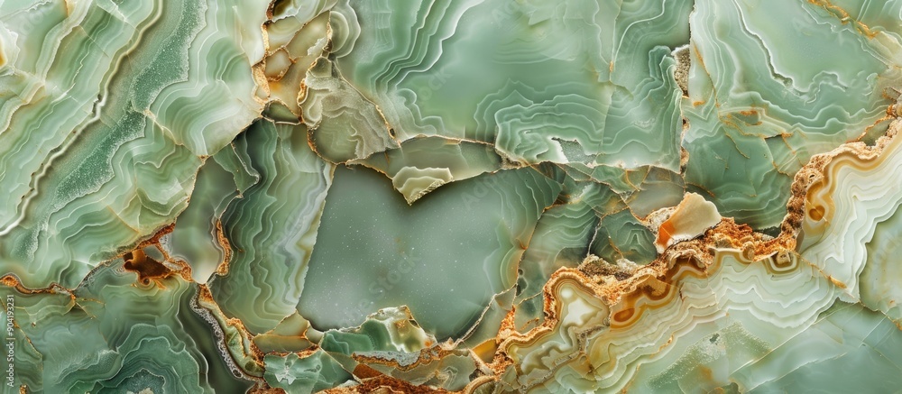 Poster outdoors shot of a section of green onyx stone cladding with copy space image available
