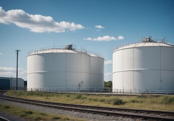 Obraz premium An industrial fermentation tank is a large container used in manufacturing processes to ferment substances like yeast, bacteria, or other microorganisms