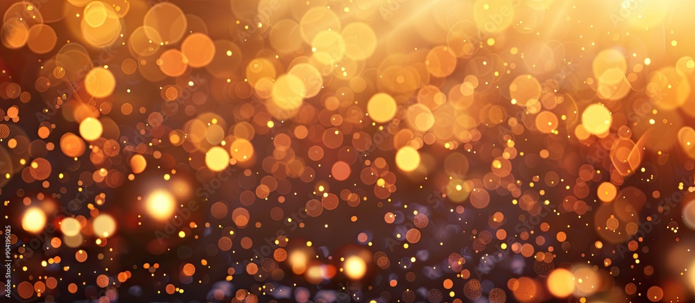Poster a festive background with glittering golden orange and copper christmas lights creating a sparkling 