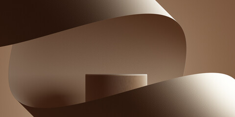 3D abstract background. 3D podium display stand brown background branding mockup for cosmetic, perfume and products. 3D rendering illustration.