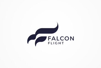 Falcon Logo, letter F with eagle head combination, usable for and business and flight logos, vector illustration