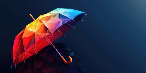 Abstract holographic colorful polygonal umbrella. Ai generation.