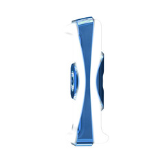 White symbol with blue thick straps. letter l