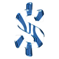 White symbol with blue thick straps