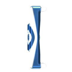 White symbol with blue thick straps