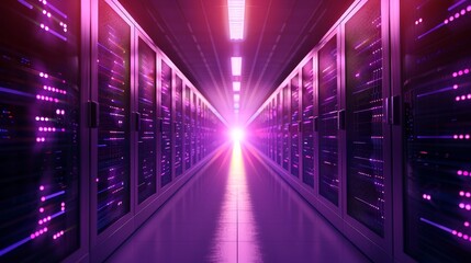 Fototapeta premium Data center with cloud servers, technology, digital infrastructure