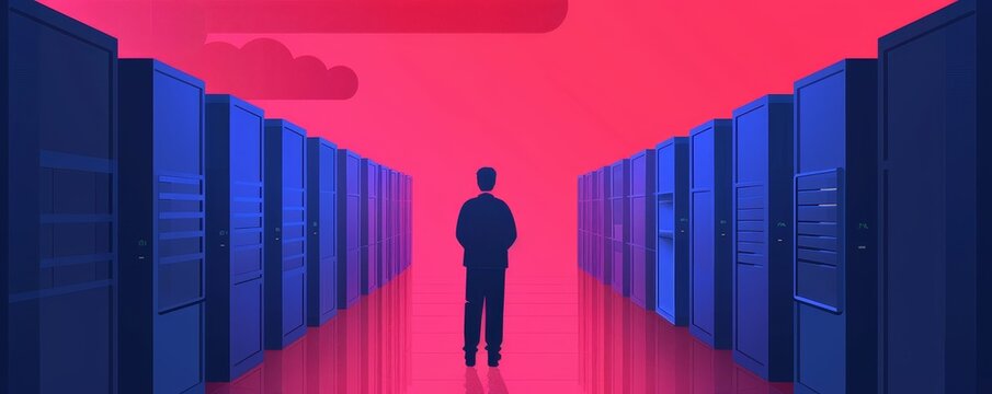 Data engineer working with cloud technology, digital storage