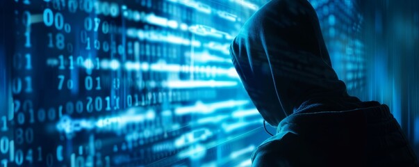 Digital interface showing hacking attempt, cybercrime, data breach