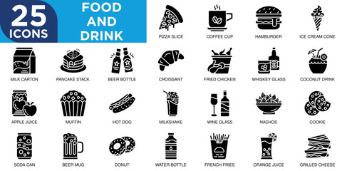 food and drink, drink, vector, beverage, meal, restaurant icon set. Outline icons collection. Simple vector illustration