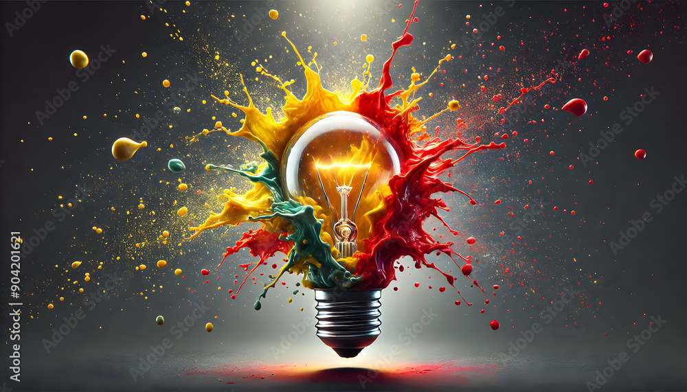 Aufkleber igniting creative spark vibrant explosion of light and color in lightbulb symbolizing innovative and