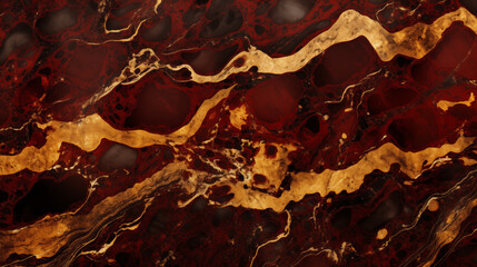 Rich red marble with gold veins on elegant background textured surface