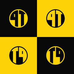 Simple QT and TQ Letter Circle Logo Set, suitable for business with QT and TQ initials