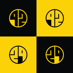 Simple QZ and ZQ Letter Circle Logo Set, suitable for business with QZ and ZQ initials