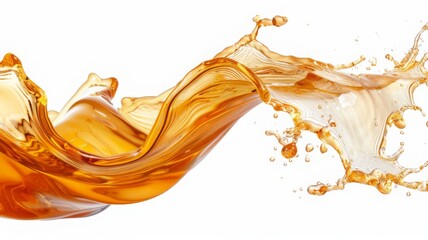 Splashes of oily liquid isolated on white background. Organic or motor oil 3D render. Drop of Cooking Oil with Air Bubbles. Icon of drop of oil or honey.