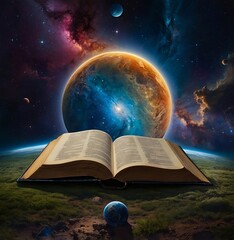  holy bible with planet earth