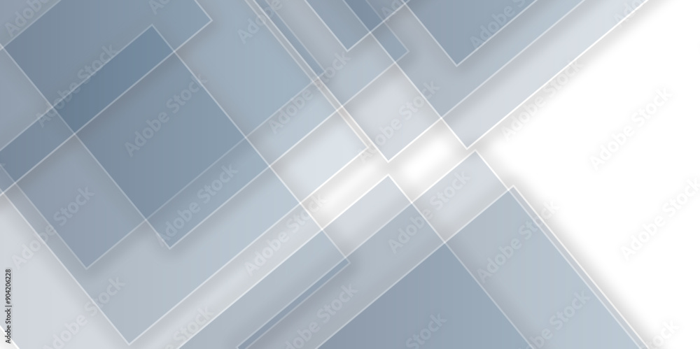 Poster abstract white background design with layers of textured blue transparent material in triangle and s
