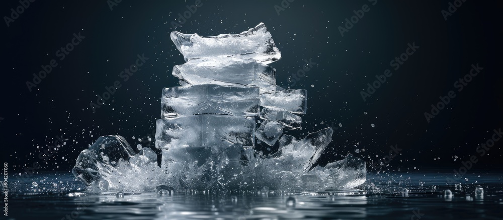 Aufkleber crushed ice stack on black backdrop with available copy space image