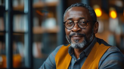 A man with glasses and a beard smiles at the camera