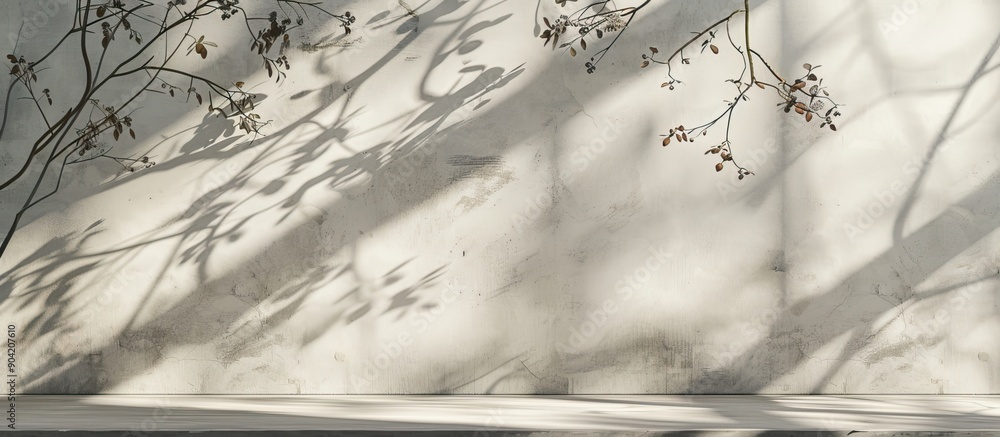 Poster a sophisticated backdrop with stylish shadows cast by tree branches on a wall illuminated by window 
