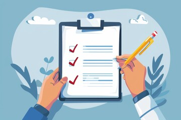 Illustration of a checklist / to-do list , task list , step by step planning , business plan