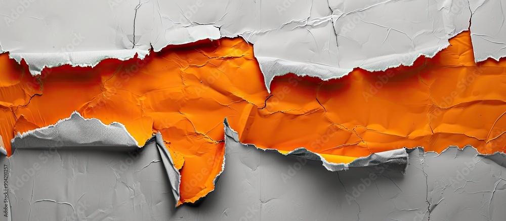 Aufkleber symbolic social media marketing message displayed on torn orange paper against a gray backdrop with 
