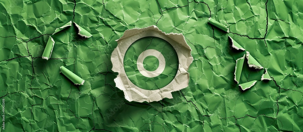 Aufkleber competitor analysis symbol on torn paper with green background featuring copy space image